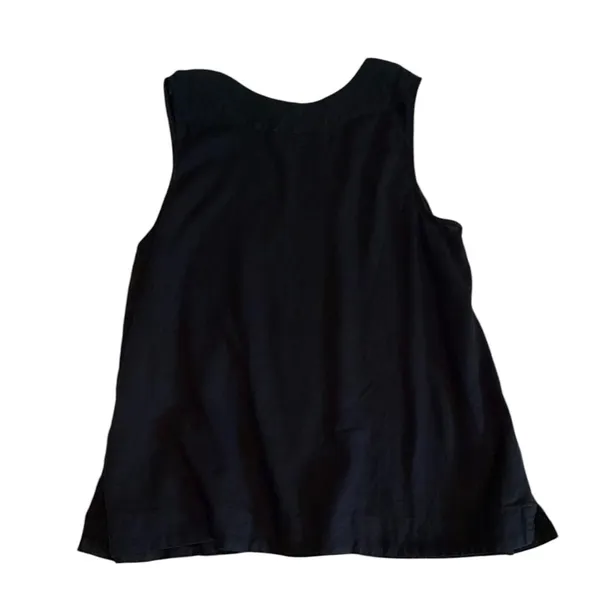 Croft & Barrow Womens XL Black Linen V-Neck Sleeveless Tank Top Pleated Bib - Image 9