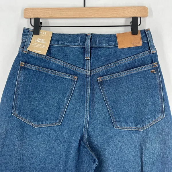 Madewell Baggy Straight Jeans Womens 28 Blue Denim Cotton Stretch High‎ Rise - Image 5