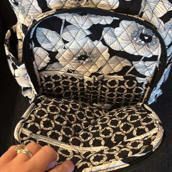 Vera Bradley Floral Black Beige and White Backpack - Image 6