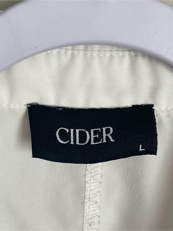 CIDER White Cropped Button-Up Blouse Sz L - Image 7
