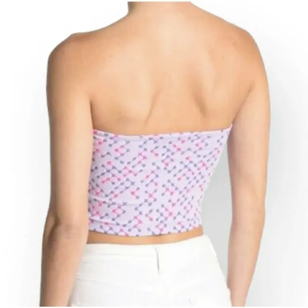 NEW BP. Nordstrom Purple Geometric Crop Tube Top L Retro Boho Strapless LARGE - Image 5