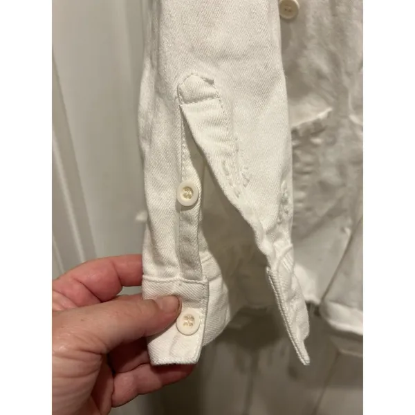 Pistola White Distressed Denim Utility Romper P1533HF-ATW Small Long Sleeve - Image 4