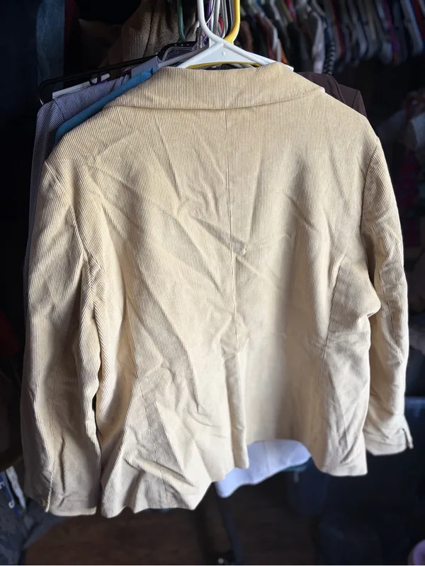 L.L. Bean Women's Light Cream Corduroy Blazer 14Petite Vtg - Image 4