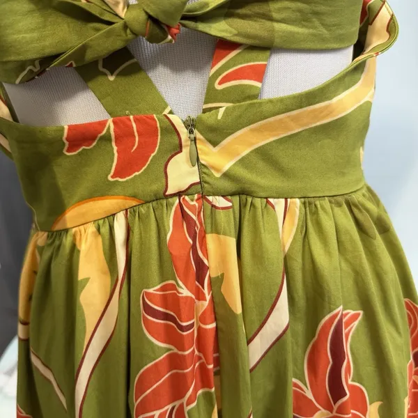 ZARA Size-M Womens‎ Midi Dress Tropical Green Bohemian - Image 8