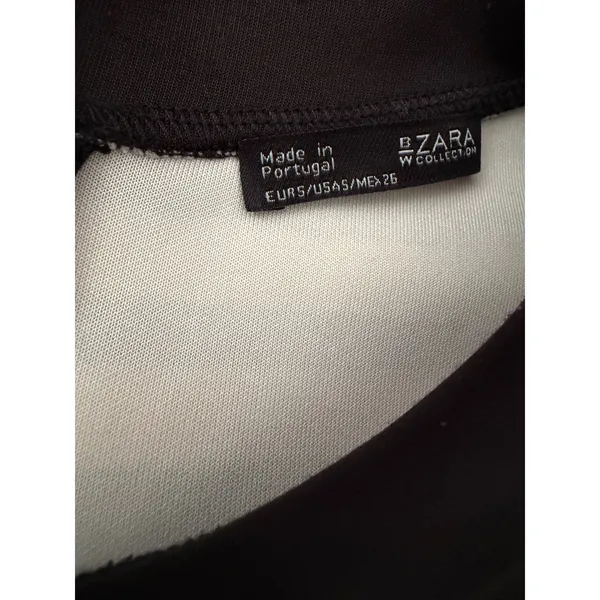 Zara W Collection‎ Striped Peter Pan Collar Crop Top Black White Back Zip Small - Image 3