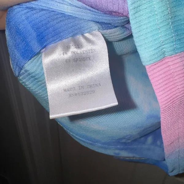 REVOLVE Morgan Strapless Blue and Pink Tie-Dye Mini Dress - Image 6