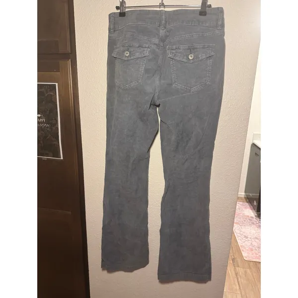 American Eagle Gray Corduroy Flare Pants Women Size 10 Regular Stretch Low Rise - Image 4