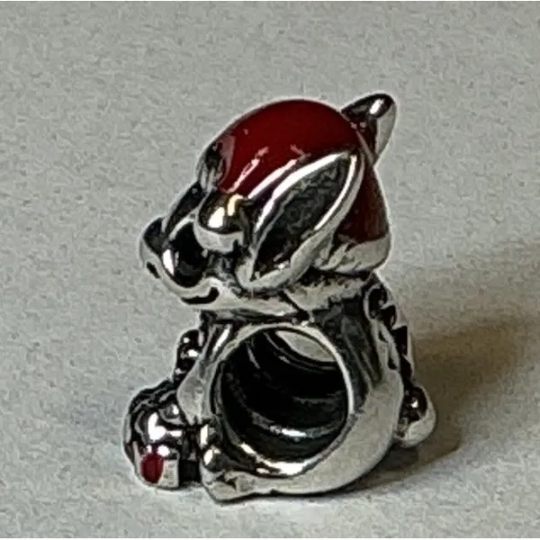 Pandora Disney Stitch Santa Christmas Charm Sterling Silver Red Enamel Ohana - Image 2