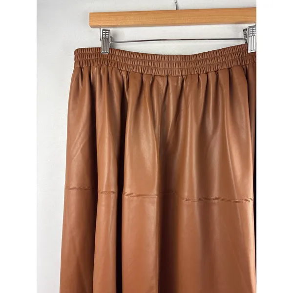 Women’s Ulla Popken Size 16/18 Brown Faux Leather Skirt - Image 2