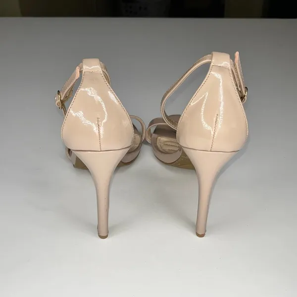LuLus Nude Colored Open Toe Heels, 8 - Image 4