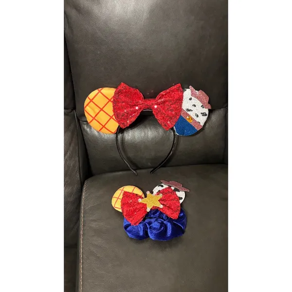 Toy Story inspired Woody Jessie red bow Ears headband and matching scrunchie set - Image 2