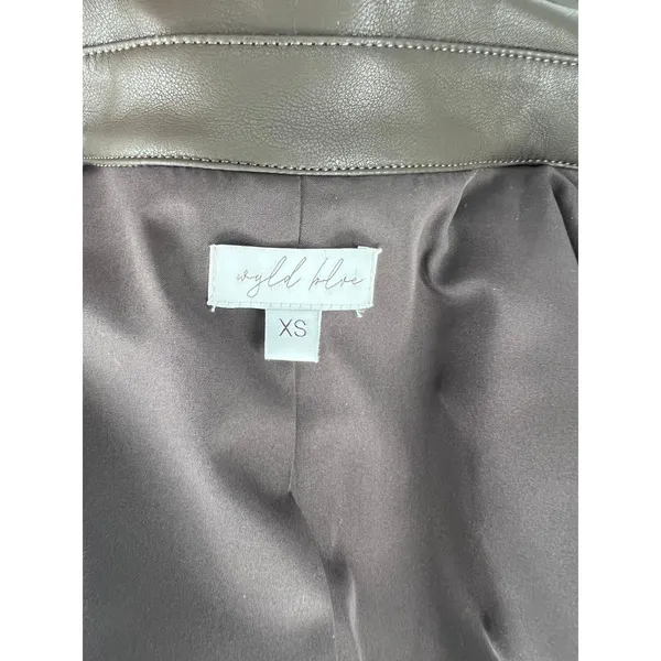 Wyld Blue Faux‎ Leather Trench Coat Dark Chocolate Size XS - Image 12