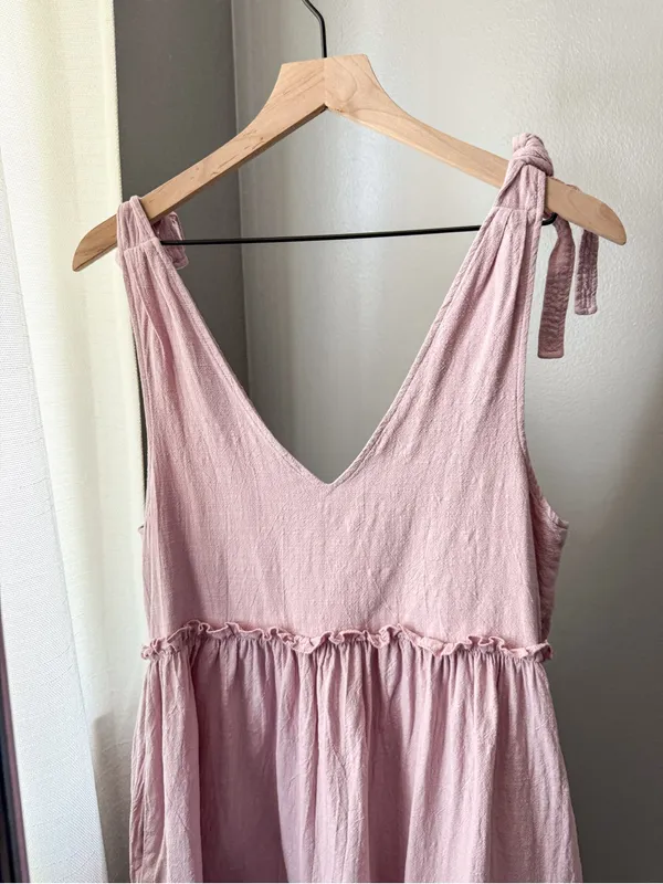 Petal & Pup Pink Tie Strap Tiered Shift Dress Size 6 - Image 7