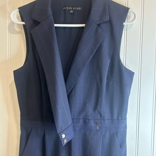 ANTONIO MELANI women Dark Blue Striped Jumpsuit size 6 - Image 8