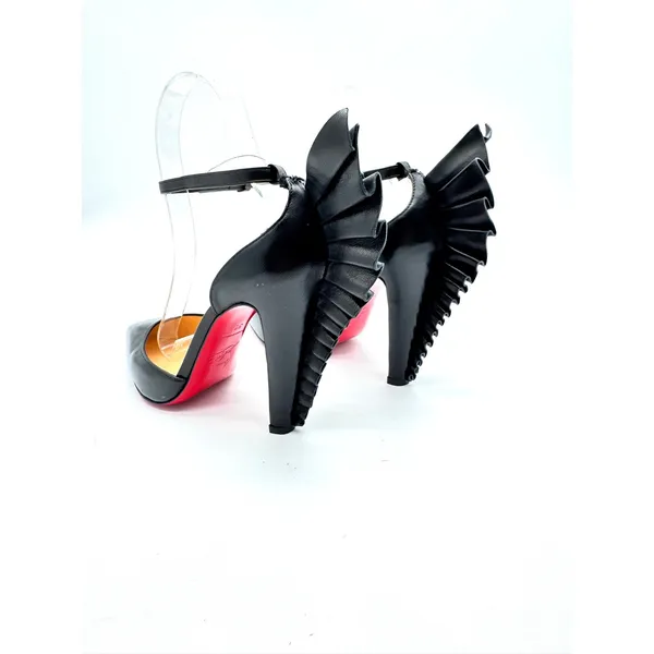 Christian Louboutin Black Fadonna Ruffle Wing Heels Pumps EU 36 - Image 4