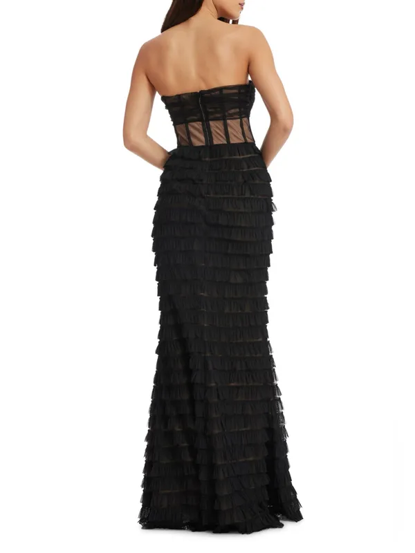 Dress the Population Grace Dress Mermaid Gown Black Nude Size S Black Tie Formal - Image 3