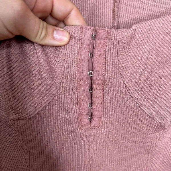 ASTR The Label Blush Ribbed Long Sleeve Bodycon Dress Knee Length Size M - Image 4