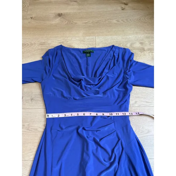 EUC Womens Lauren Ralph Lauren dress blue short‎ sleeve stretch cowl neck 6 - Image 5