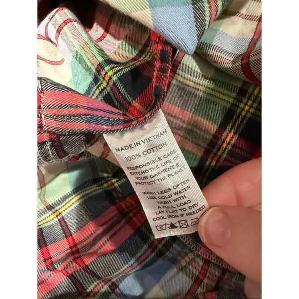 Hill House Home The Louisa Nap Dress in Ivory Red Tartan Small - Image 7