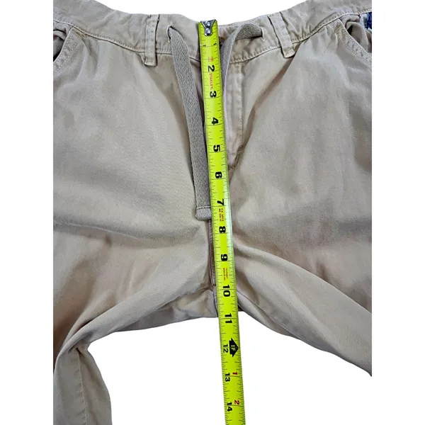 Zara Basic Z1975 Denim Khaki Drawstring Jogger Pants Frayed Blue Side Hem Sz 2 - Image 8