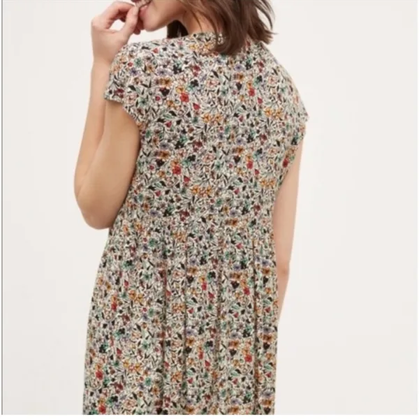 🩷ANTHROPOLOGIE VANESSA VIRGINIA FLORAL LADDER LACE VNECK TUNIC TOP, Size Small - Image 3