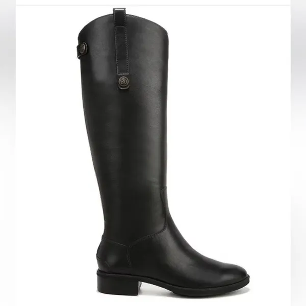 Sam Edelman Black Leather Penny Knee High Zip Up Biker Moto Boots 7.5 - Image 4