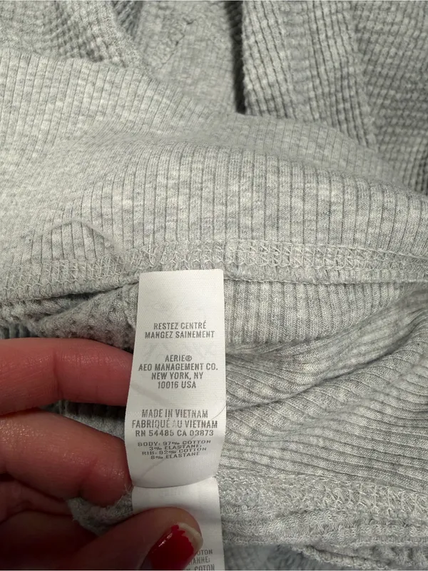 aerie offline Light Gray Ribbed Crewneck long sleeve shirt XXS - Image 3