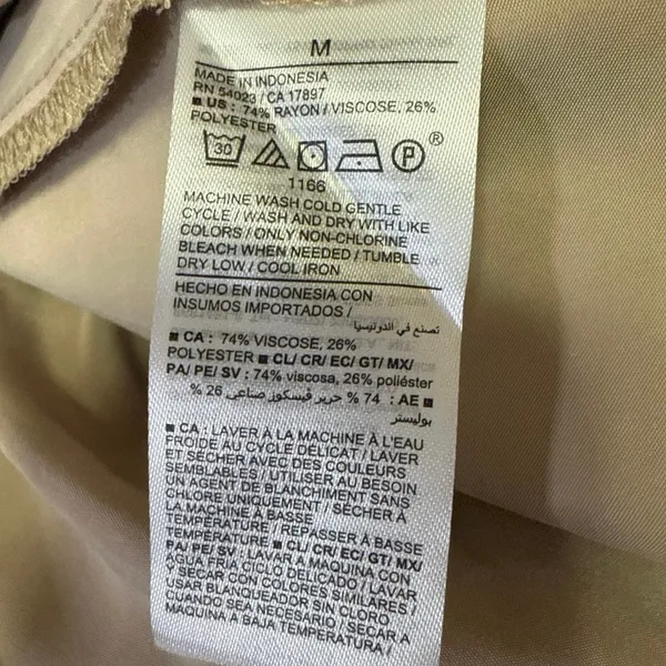 Old Navy Tan Beige Sleeveless Collar Button Down Drawstring Midi Shirt Dress M - Image 6