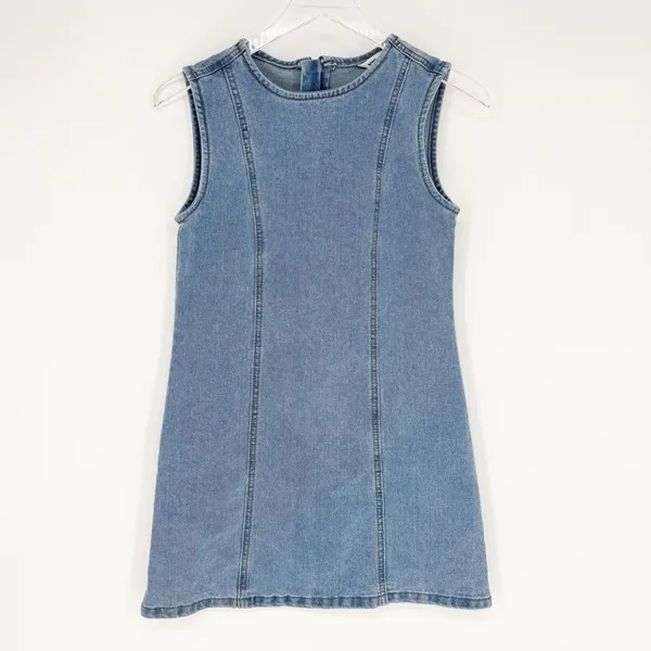 Vigoss Sleeveless Denim‎ A-Line Mini Dress Women's Size XS Blue Y2K - Image 2