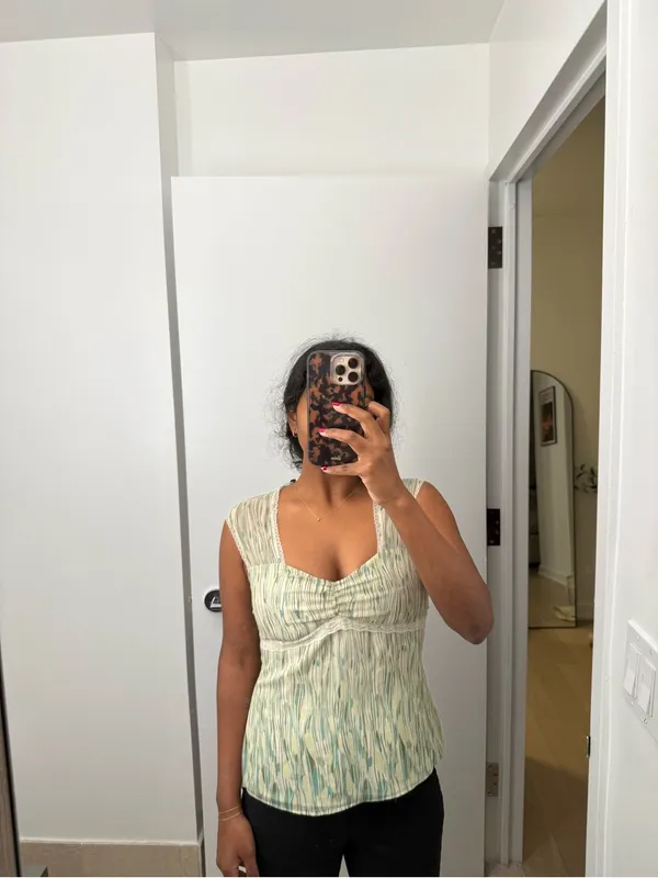 Axcess Pale Green Printed Ruched Camisole - Image 2
