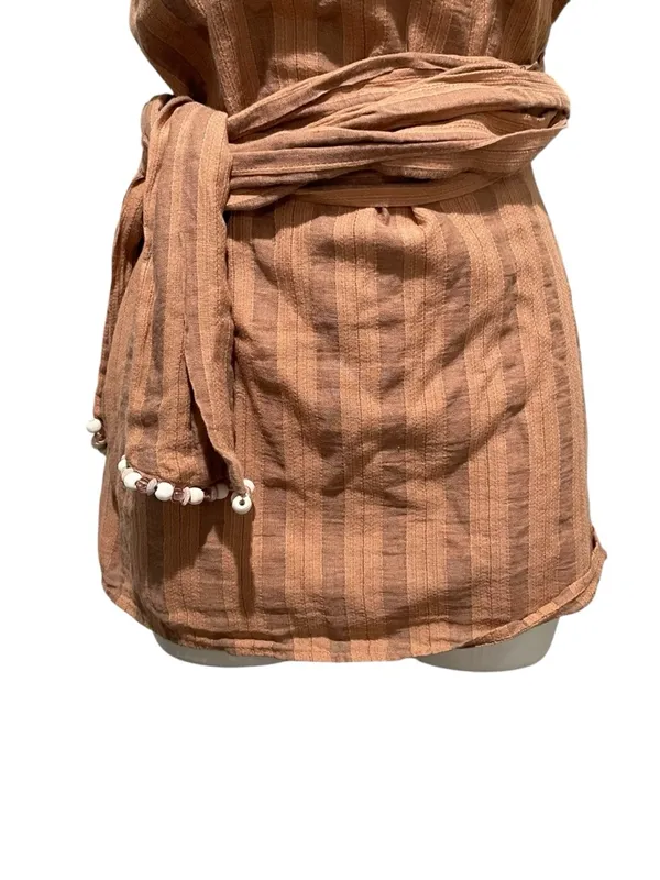 Zara One Shoulder Textured Wrap Tie Sleeved Top Brown Women’s Size Small NWT - Image 4