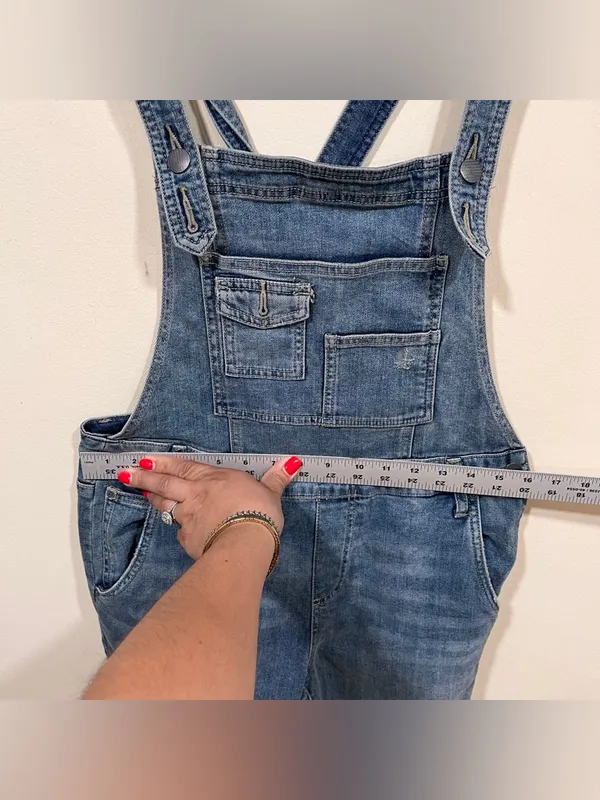 Free People Overalls Blue Jean Denim Bib One Piece Straight Leg Size 29 Overalls - Image 4