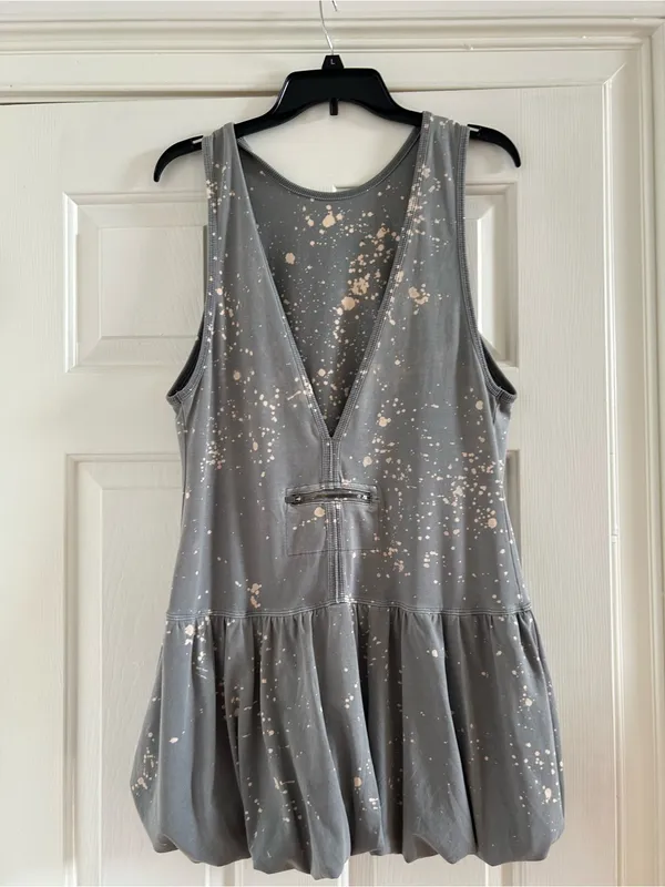 FP Movement by Free People Gray Tank dress with Cream Splatter Bubble Hem - Image 2