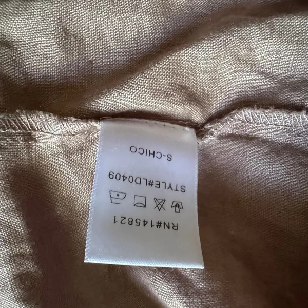 Source Unknown Listicle Brown Lagenlook Linen Wrap Cap Sleeve Dress Size Small - Image 7