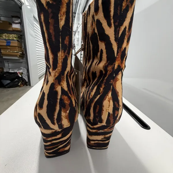 A New Day Womens Tiger Print Ankle Boots Brown Black Low Block Heel Size 11 NEW - Image 5