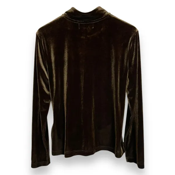 Vintage Velour Sweatshirt Zip-Up Tracksuit Brown Velvet‎ Women Size Large Jacket - Image 2