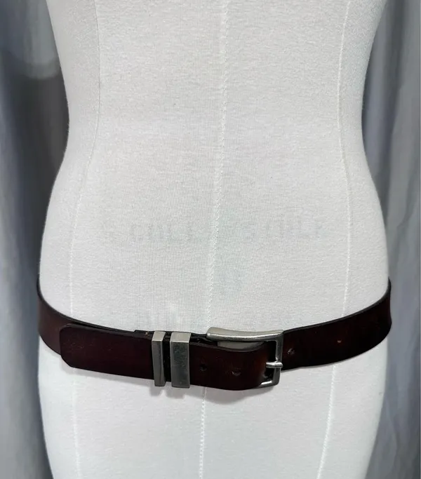 Levi's Rugged Dark Brown Leather Belt Sz 40 Brushed Nickel Western Vintage - Image 3