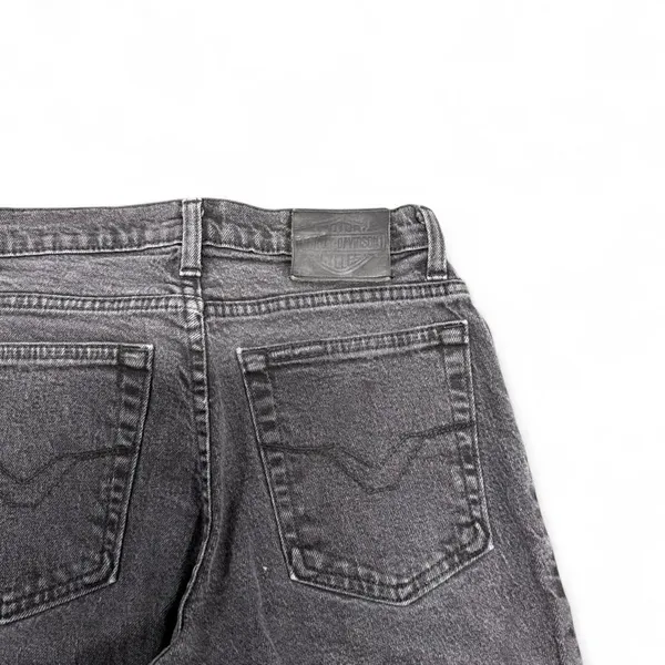 Women’s washed out black vintage Harley Davidson straight leg jeans - Image 4
