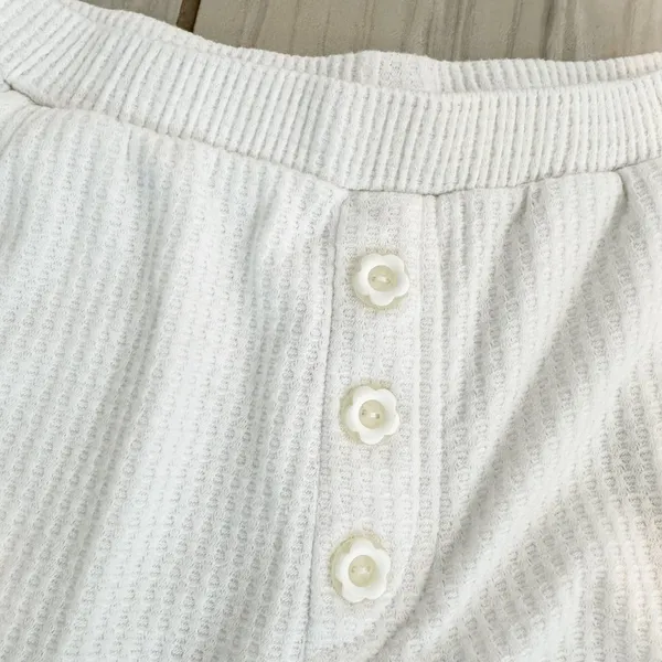 Dippin Daisys Staying In Pants Size M White Waffle Knit Jogger Pajama Coquette‎ - Image 5