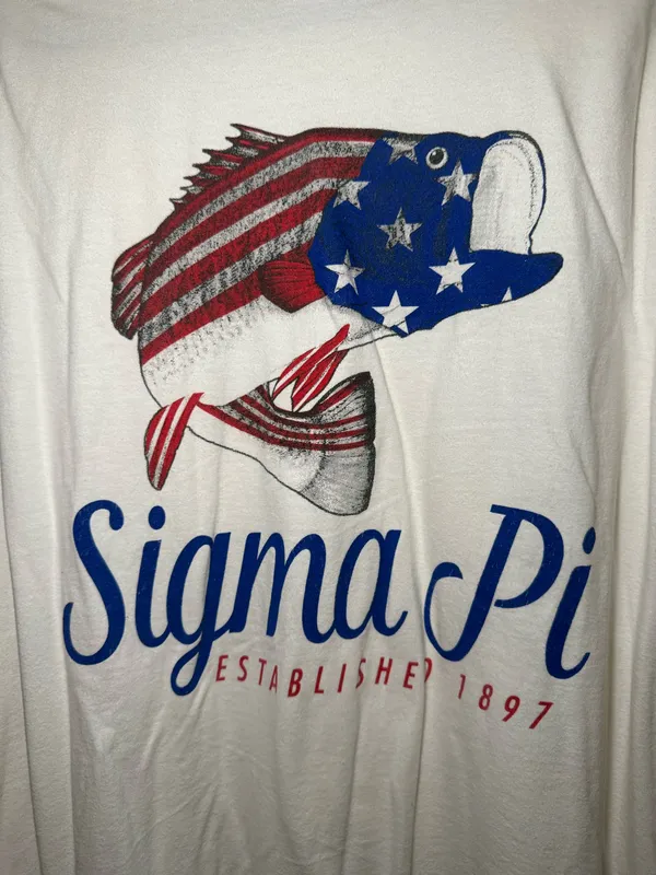 white Comfort Colors long-sleeve pocket t-shirt sigma pi ΣΠ men’s fraternity XL - Image 2