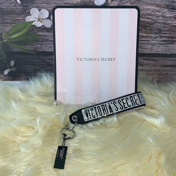VICTORIA'S SECRET Rhinestone Logo Wristlet Keychain Strap - Image 3