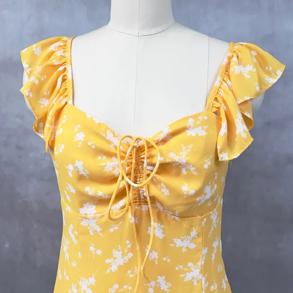 Lulus Sunny Paradise Womens Dress Large Milkmaid Mini Cottage‎ Coquette Ruffled - Image 2