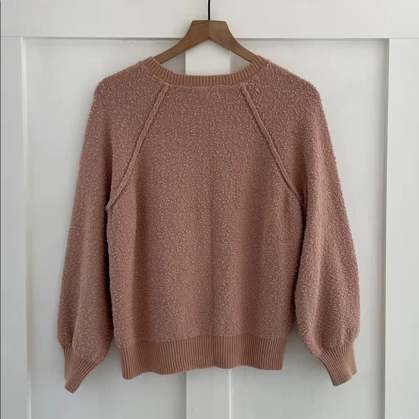 KNOX ROSE Boucle Knit Soft Textured Raglan Sweatshirt Sweater Mauve Pink Size M - Image 3