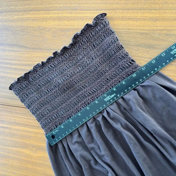 Vintage Swim n Sport Dress Medium Brown Strapless Smocked Y2K Resort Beach Cover - Image 8