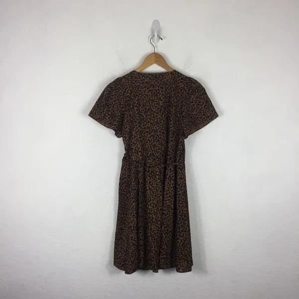 NWT Madewell Flutter-Sleeve Wrap Mini Dress in Painted Leopard Medium - Image 14