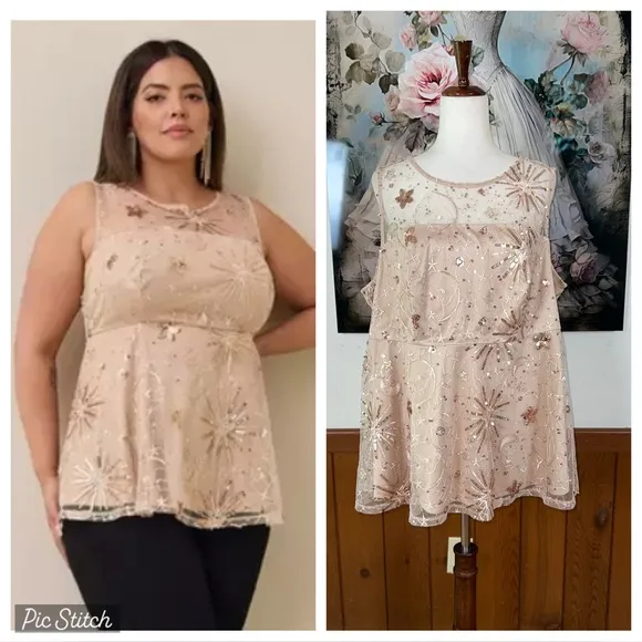 Elegant New Torrid Embroidered Mesh Babydoll Top! - Image 2