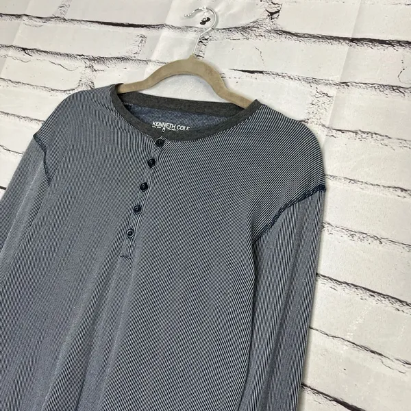 Kenneth Cole Reaction Gray Long Sleeve Tee 1/4 Button SZ XL Relaxed Loose Fit - Image 7