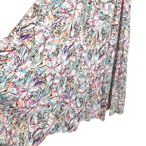 Sofie the Label Floral Midi Dress Tiered Puff Sleeve‎ M Multicolor Pockets Boho - Image 7