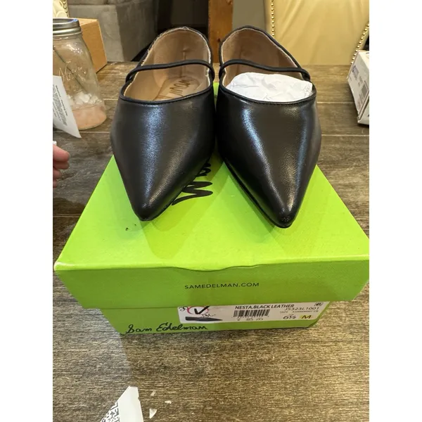 Sam Edelman Women Nesta Mary Jane Flat Black Leather Size 6.5 Ballet Pointed Toe - Image 5