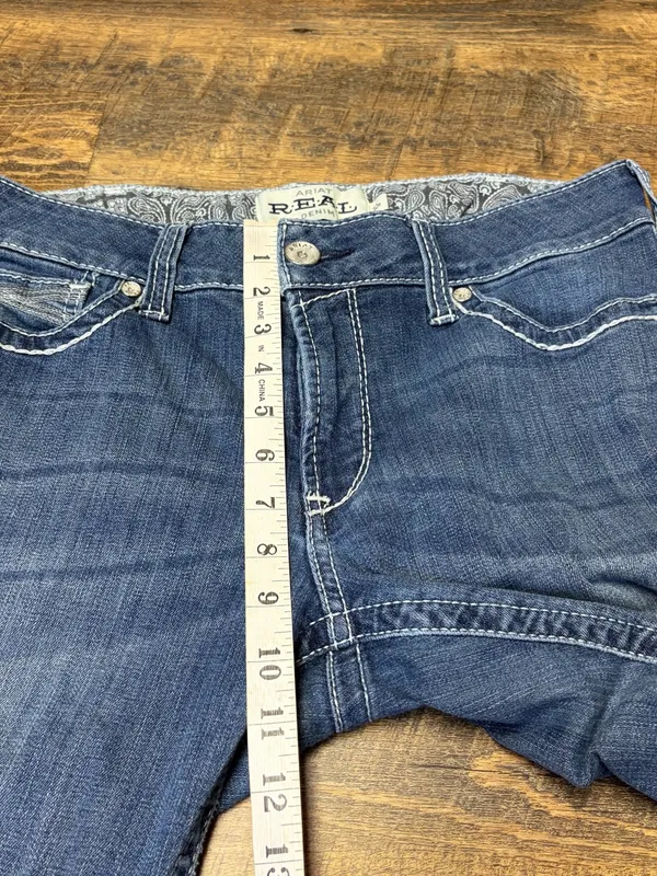 Ariat R.E.A.L. Straight Leg Jeans Womens 32R Stretch Mid Rise Western Stitch - Image 6